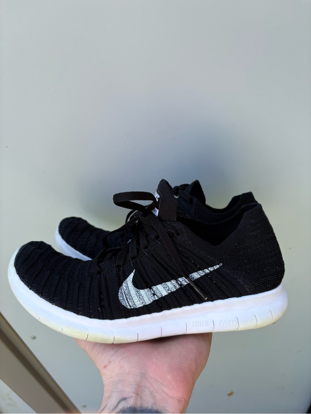 Nike Black and White Knit Running Shoes